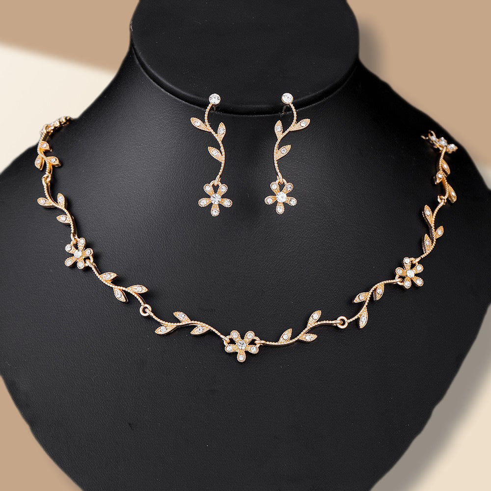 Plum Blossom Bridal Jewellery Set — Necklace, Earrings & Bracelet