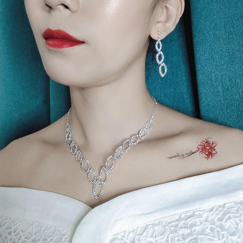 Celestial Rhinestone Bridal Jewellery Set — Necklace, Earrings & Bracelet