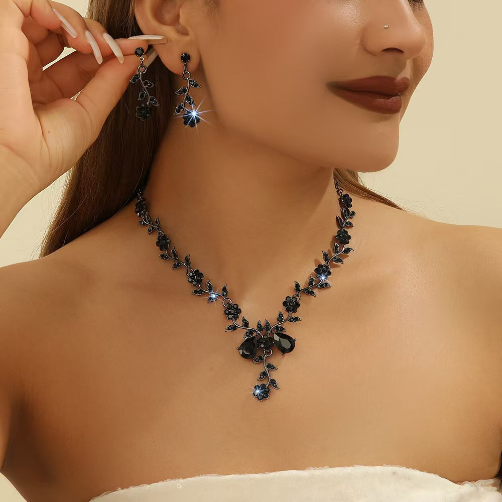 Crystal Heart & Drop Bridal Jewellery Set — Necklace & Earrings
