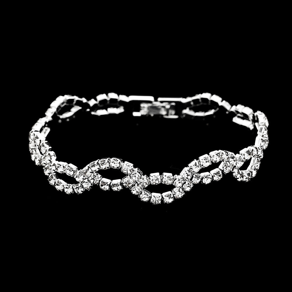 Celestial Rhinestone Bridal Jewellery Set — Necklace, Earrings & Bracelet