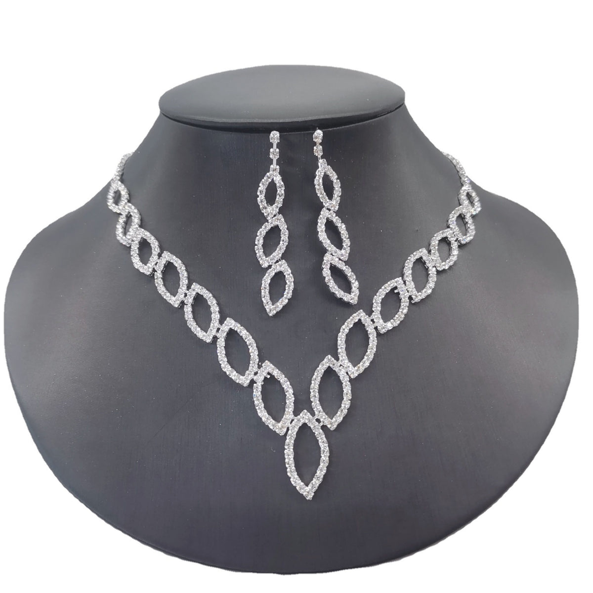 Celestial Rhinestone Bridal Jewellery Set — Necklace, Earrings & Bracelet