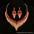 Floral Rhinestone Jewellery Set — Necklace & Earrings