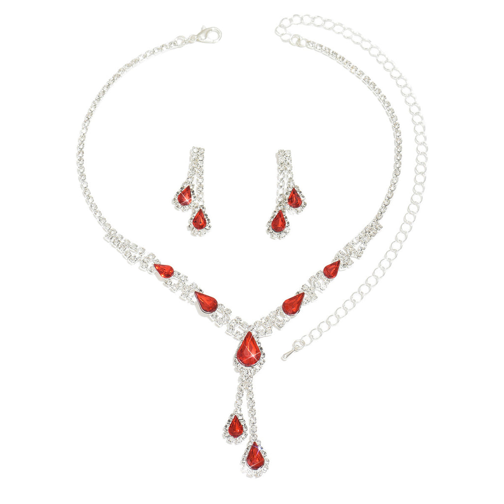Water Drop Rhinestone Jewellery Set — Necklace & Earrings