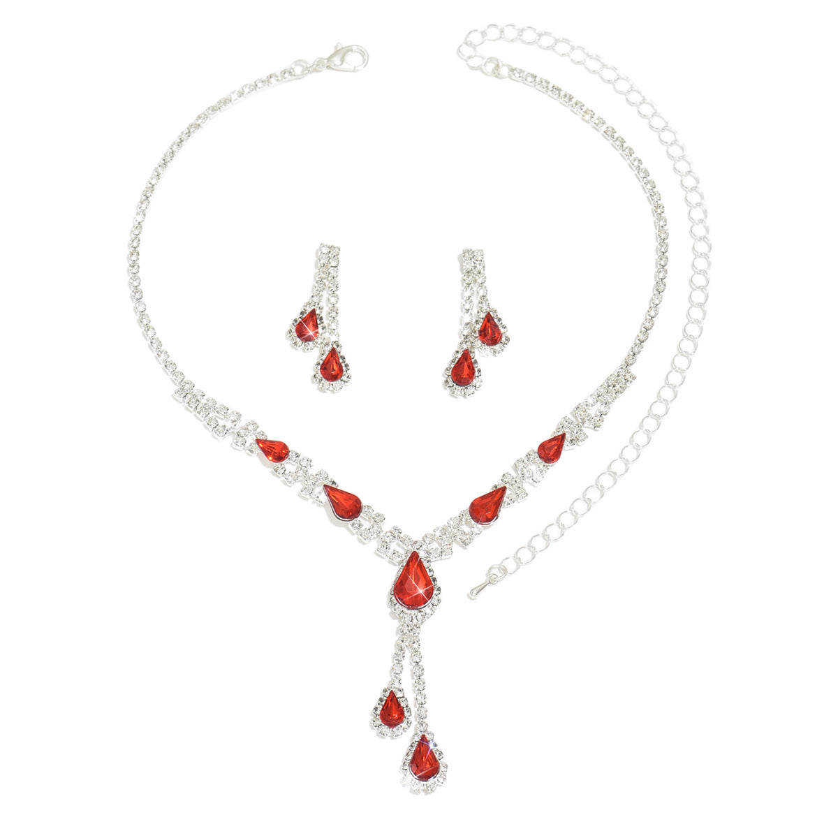Water Drop Rhinestone Jewellery Set — Necklace & Earrings