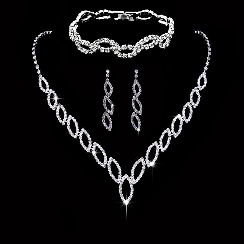 Celestial Rhinestone Bridal Jewellery Set — Necklace, Earrings & Bracelet