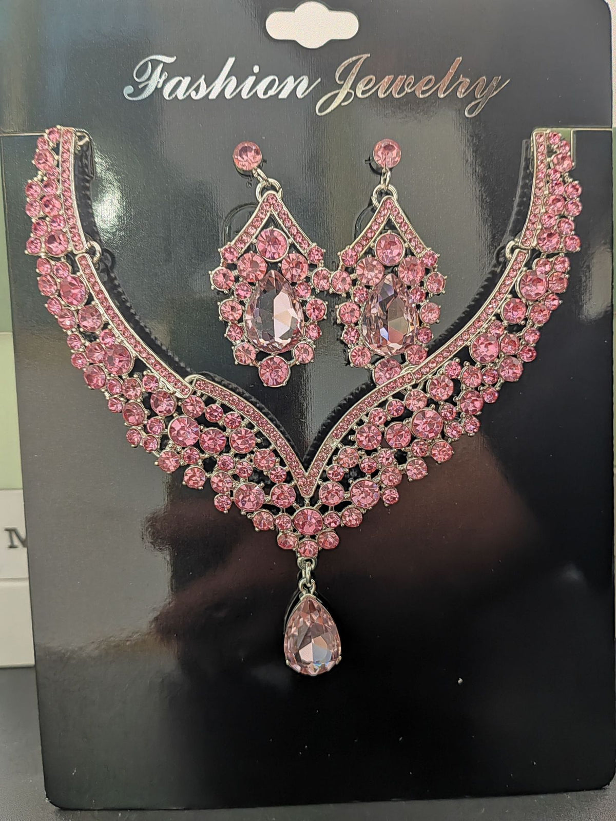 Water Drop Rhinestone Jewellery Set — Necklace & Earrings