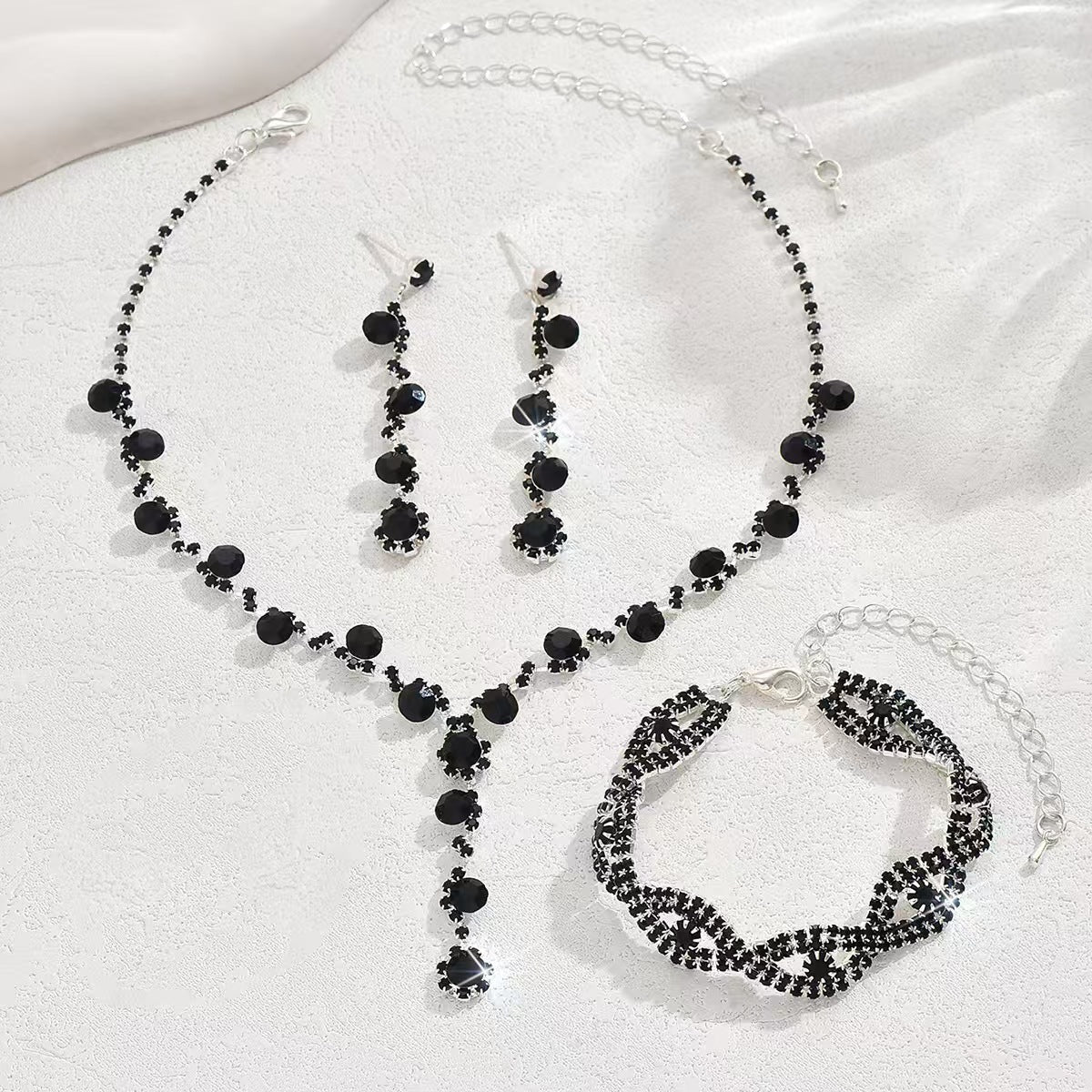 Crystal Heart & Drop Bridal Jewellery Set — Necklace & Earrings