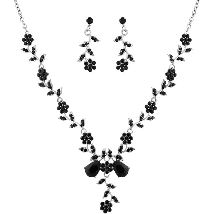 Crystal Heart & Drop Bridal Jewellery Set — Necklace & Earrings