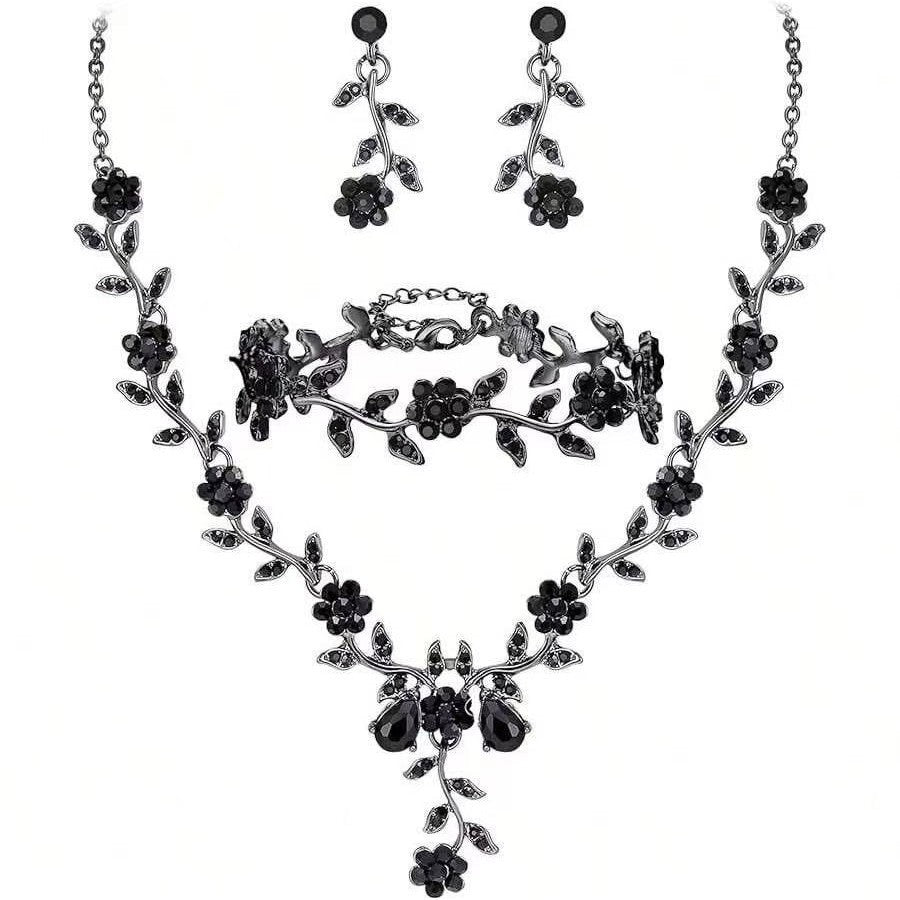 Crystal Heart & Drop Bridal Jewellery Set — Necklace & Earrings