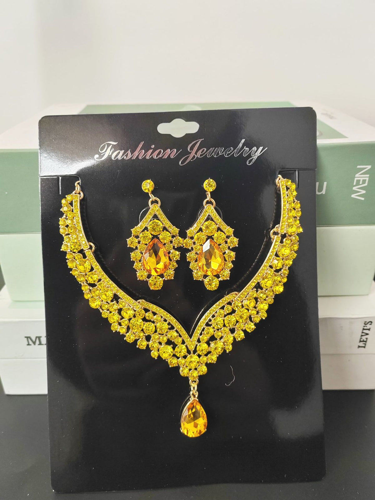 Water Drop Rhinestone Jewellery Set — Necklace & Earrings