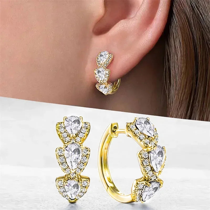 Blue CZ Hoop Earrings — Luxury Cubic Zirconia for Weddings & Events