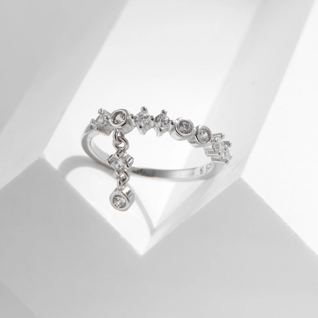 MODIAN 925 Sterling Silver High-Fashion Sparkling Round Zircon Charms Finger Rings For Women Party Fine Jewelry