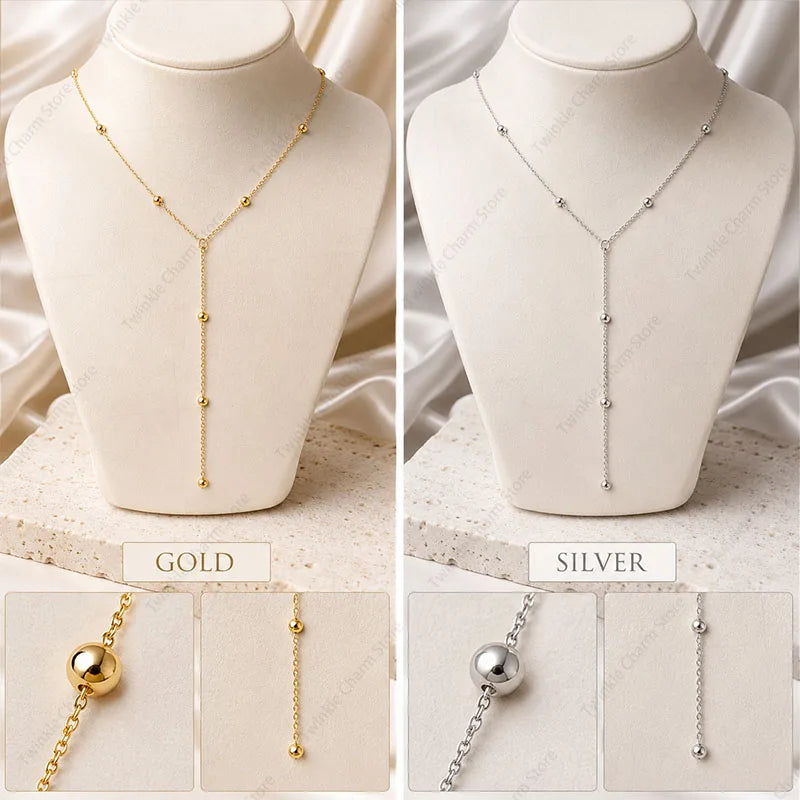 Y-Shape Double Layer Tassel Pendant Necklace