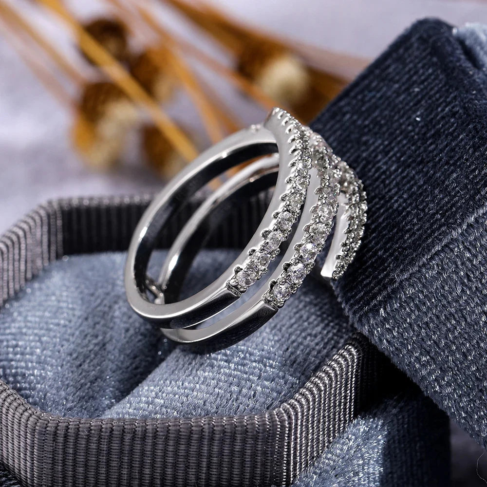 CZ Surround Bridal Ring — Crystal Geometric Statement Band
