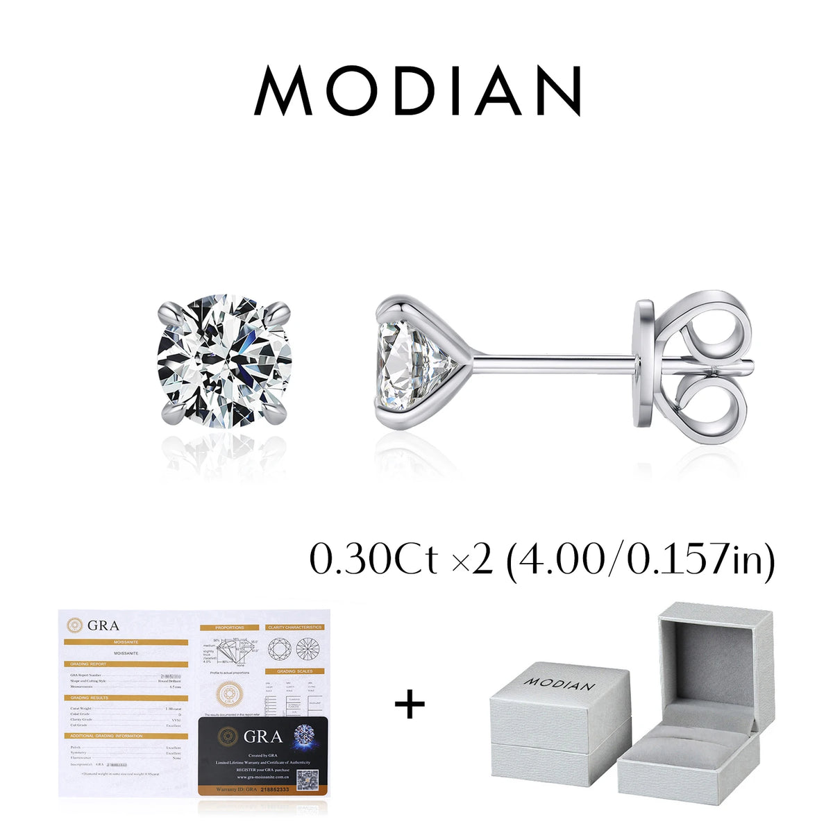 D-Colour Moissanite Stud Earrings — 925 Sterling Silver