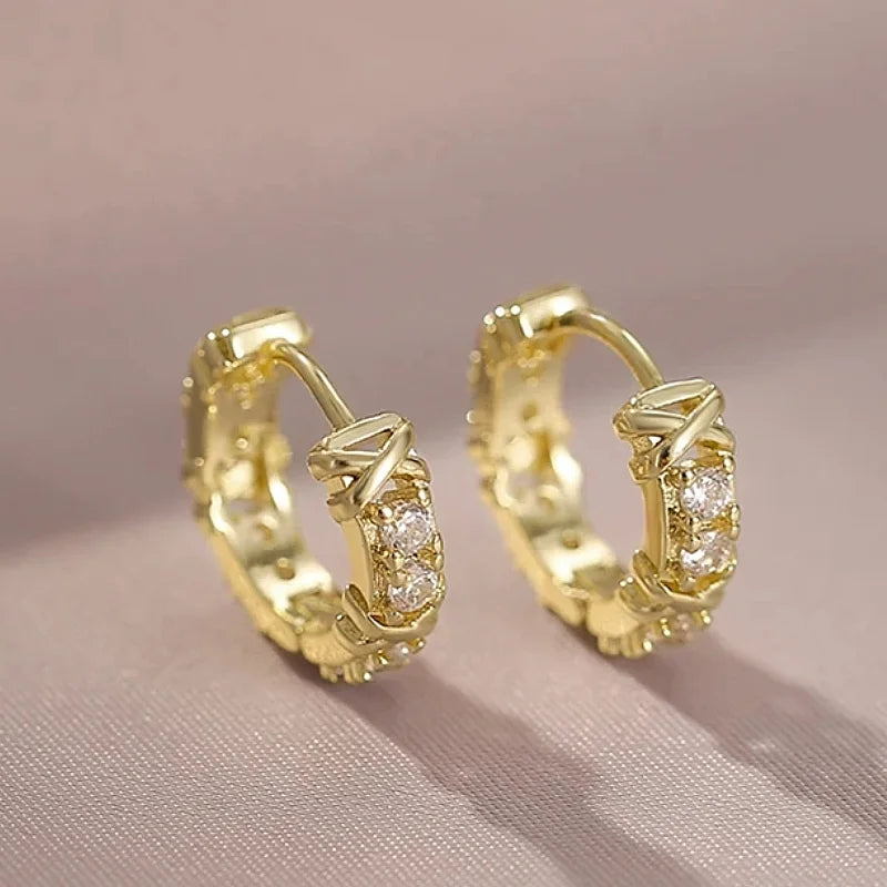 Gold CZ Circle Hoop Earrings — Sparkling Zirconia for Daily Wear