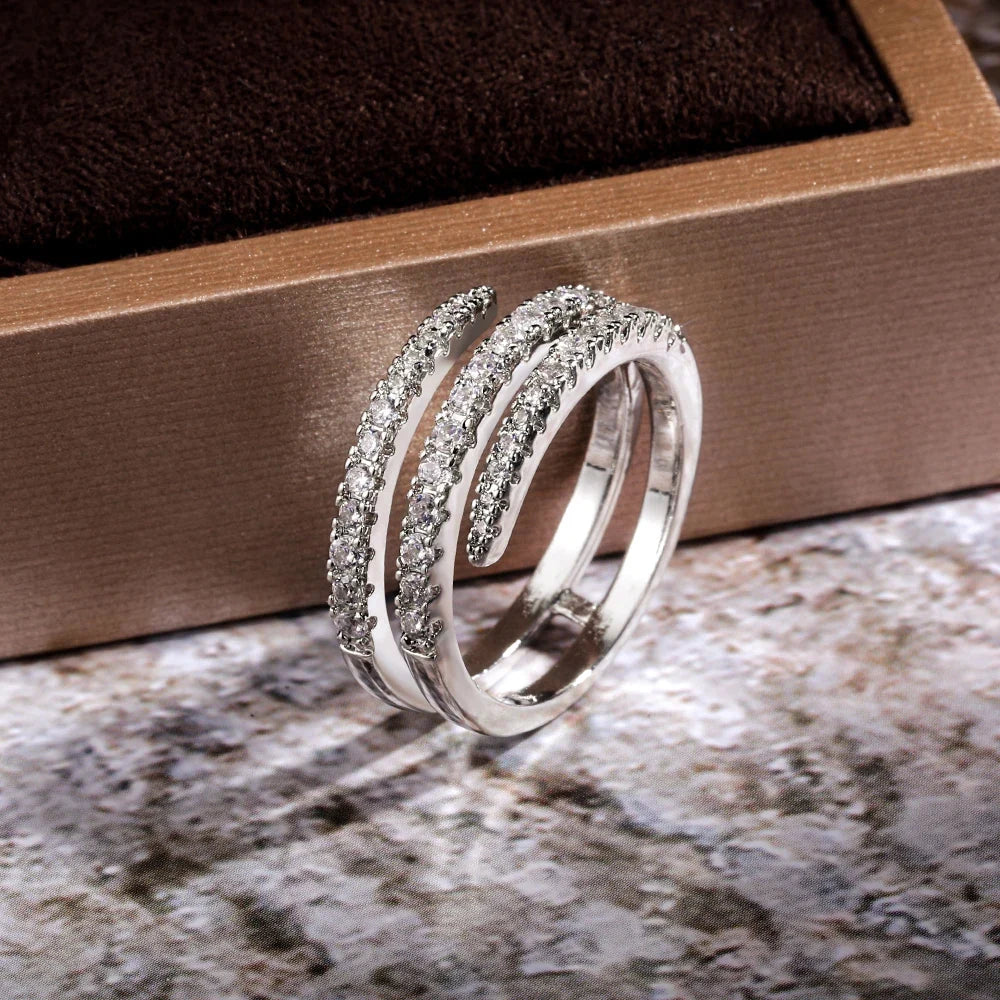 CZ Surround Bridal Ring — Crystal Geometric Statement Band