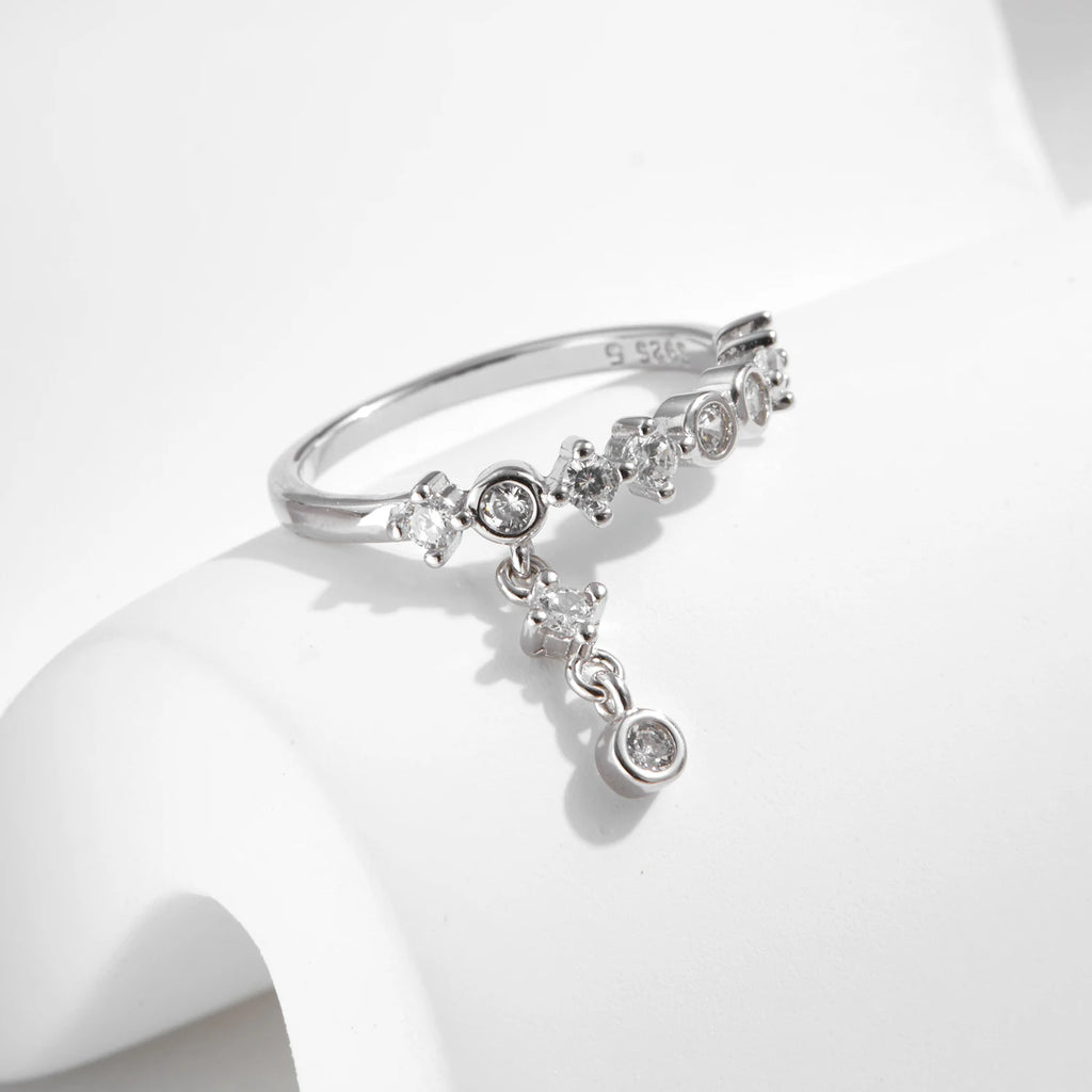 MODIAN 925 Sterling Silver High-Fashion Sparkling Round Zircon Charms Finger Rings For Women Party Fine Jewelry
