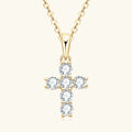 3mm Moissanite Cross Pendant Necklace — 14K Gold Filled