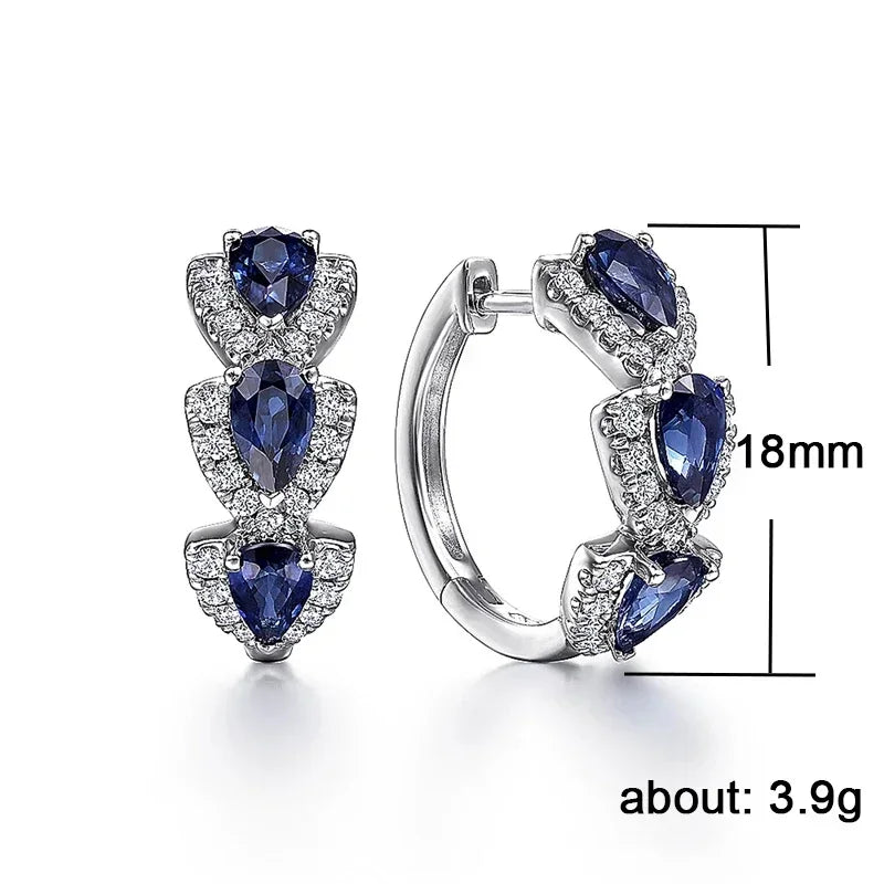 Blue CZ Hoop Earrings — Luxury Cubic Zirconia for Weddings & Events