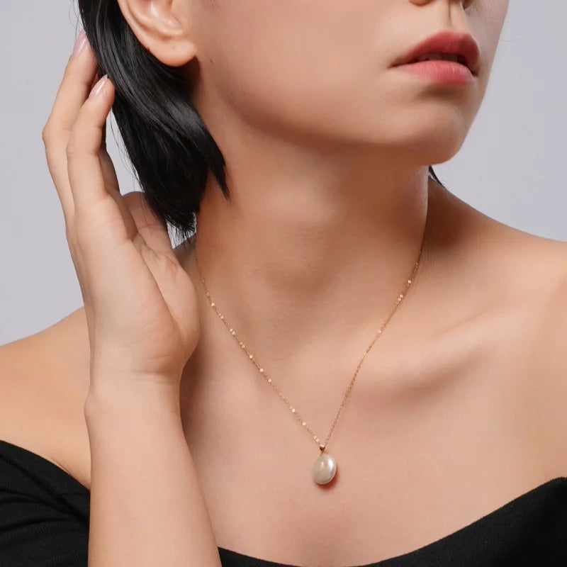 18K Gold Baroque Pearl Pendant Necklace — AU750 Fine Jewelry