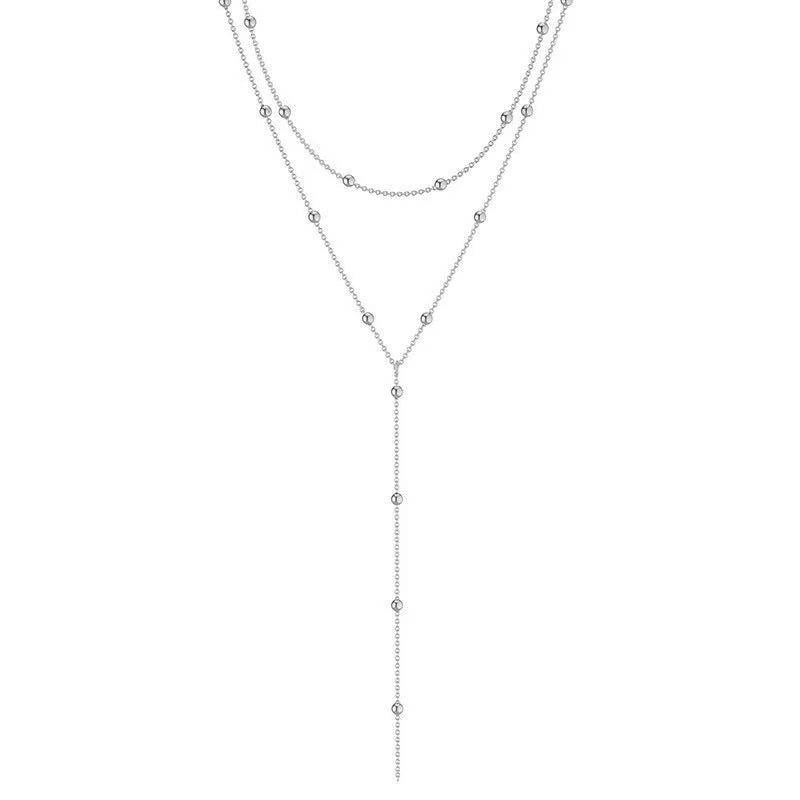 Y-Shape Double Layer Tassel Pendant Necklace