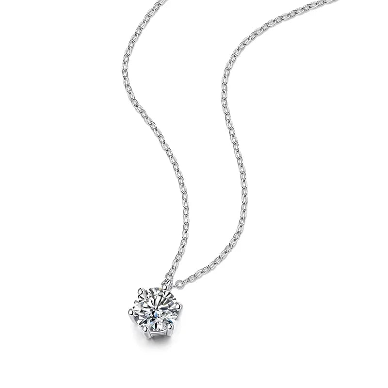 2ct Moissanite Pendant Necklace — Rose Gold Silver Fine Jewelry