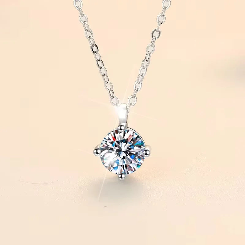 2ct Moissanite Pendant Necklace — Rose Gold Silver Fine Jewelry