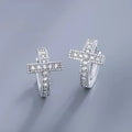 CZ Cross Circle Earrings — Unisex Dainty Zirconia Studs