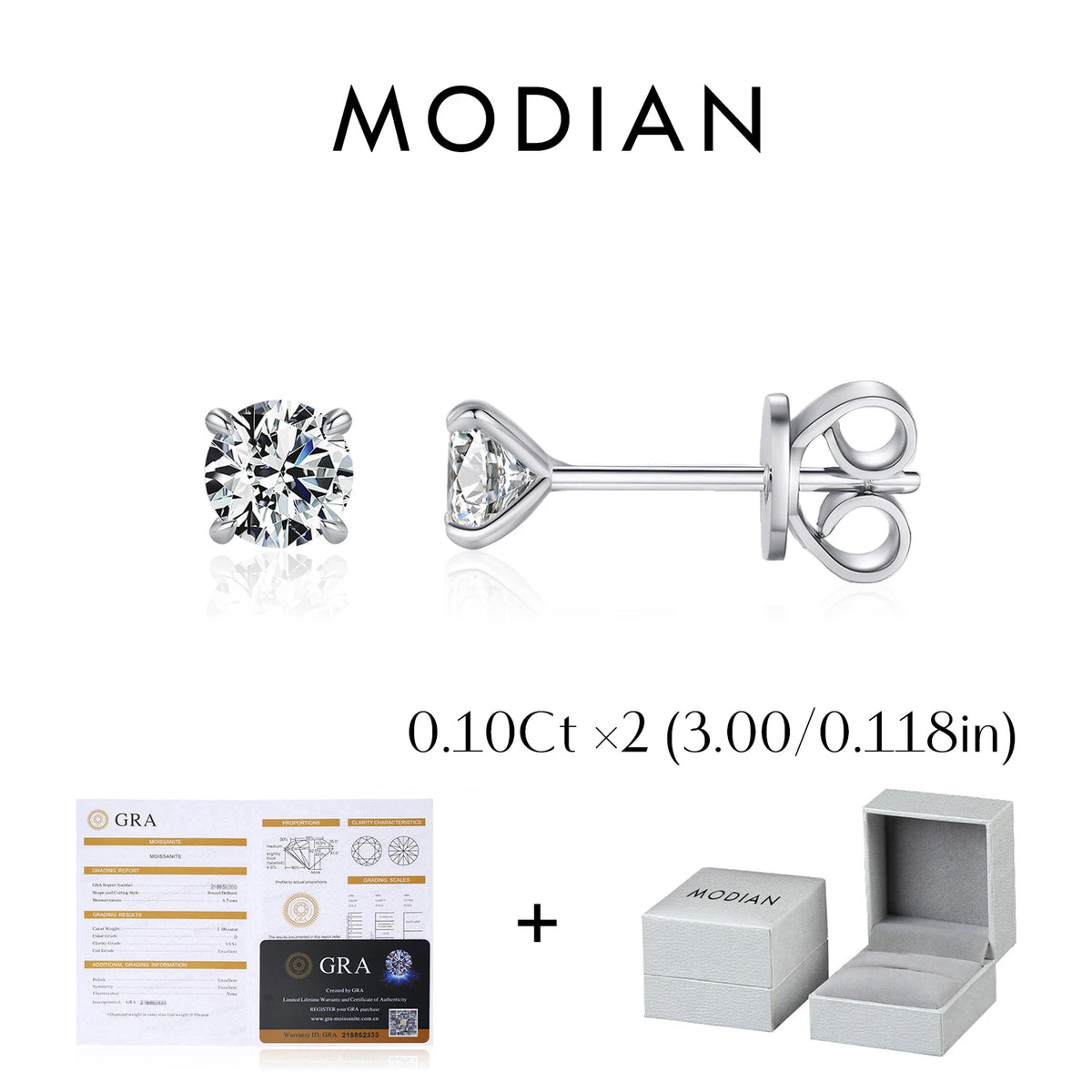 D-Colour Moissanite Stud Earrings — 925 Sterling Silver