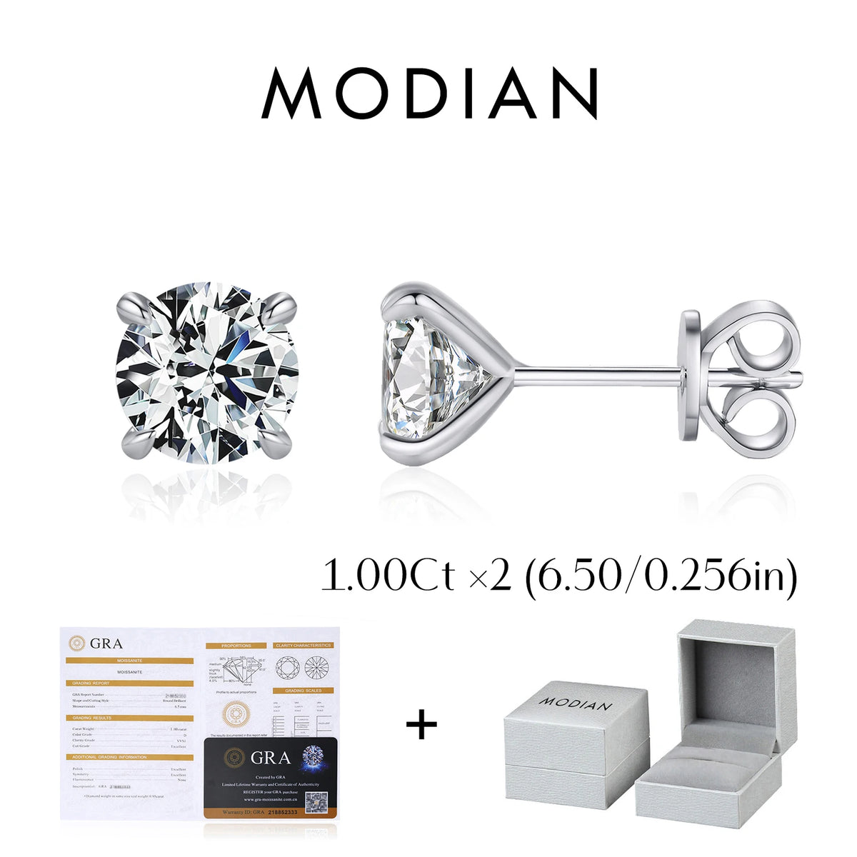 D-Colour Moissanite Stud Earrings — 925 Sterling Silver