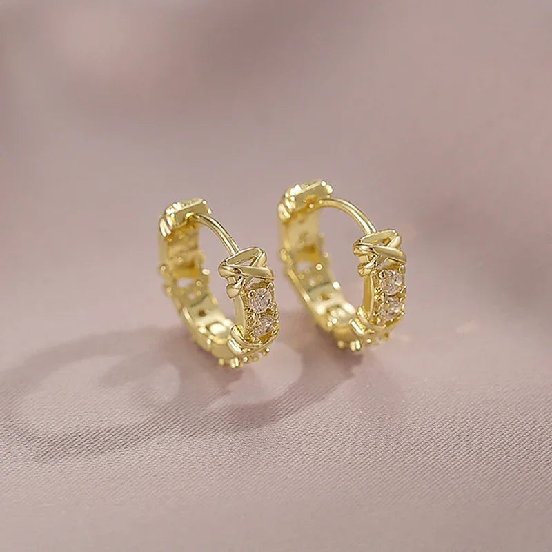 Gold CZ Circle Hoop Earrings — Sparkling Zirconia for Daily Wear