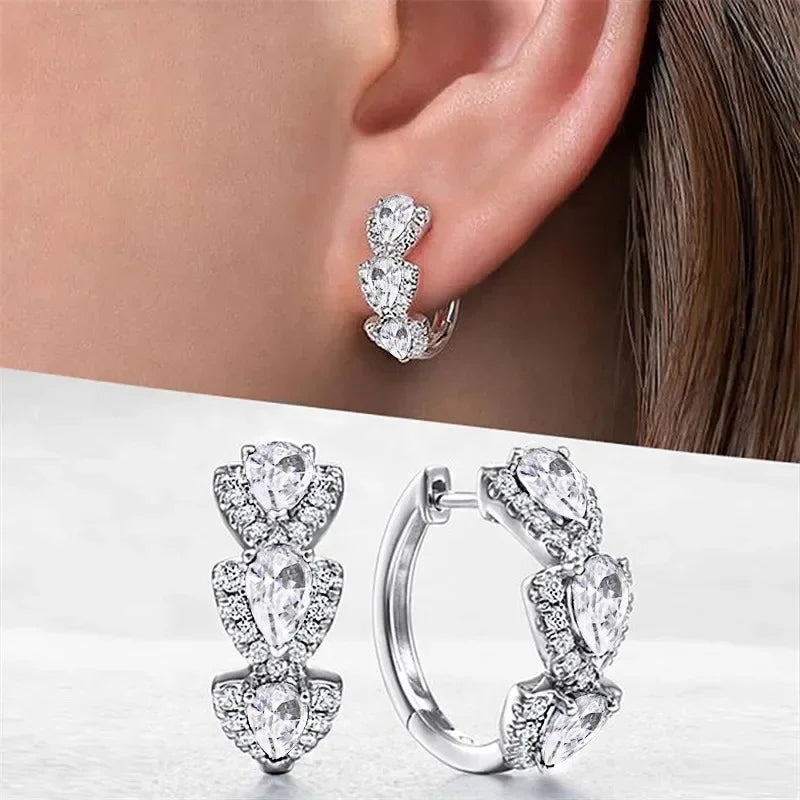 Blue CZ Hoop Earrings — Luxury Cubic Zirconia for Weddings & Events