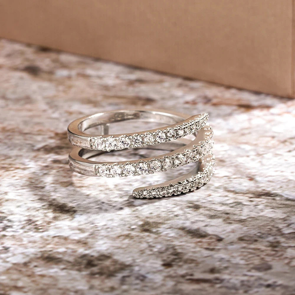 CZ Surround Bridal Ring — Crystal Geometric Statement Band