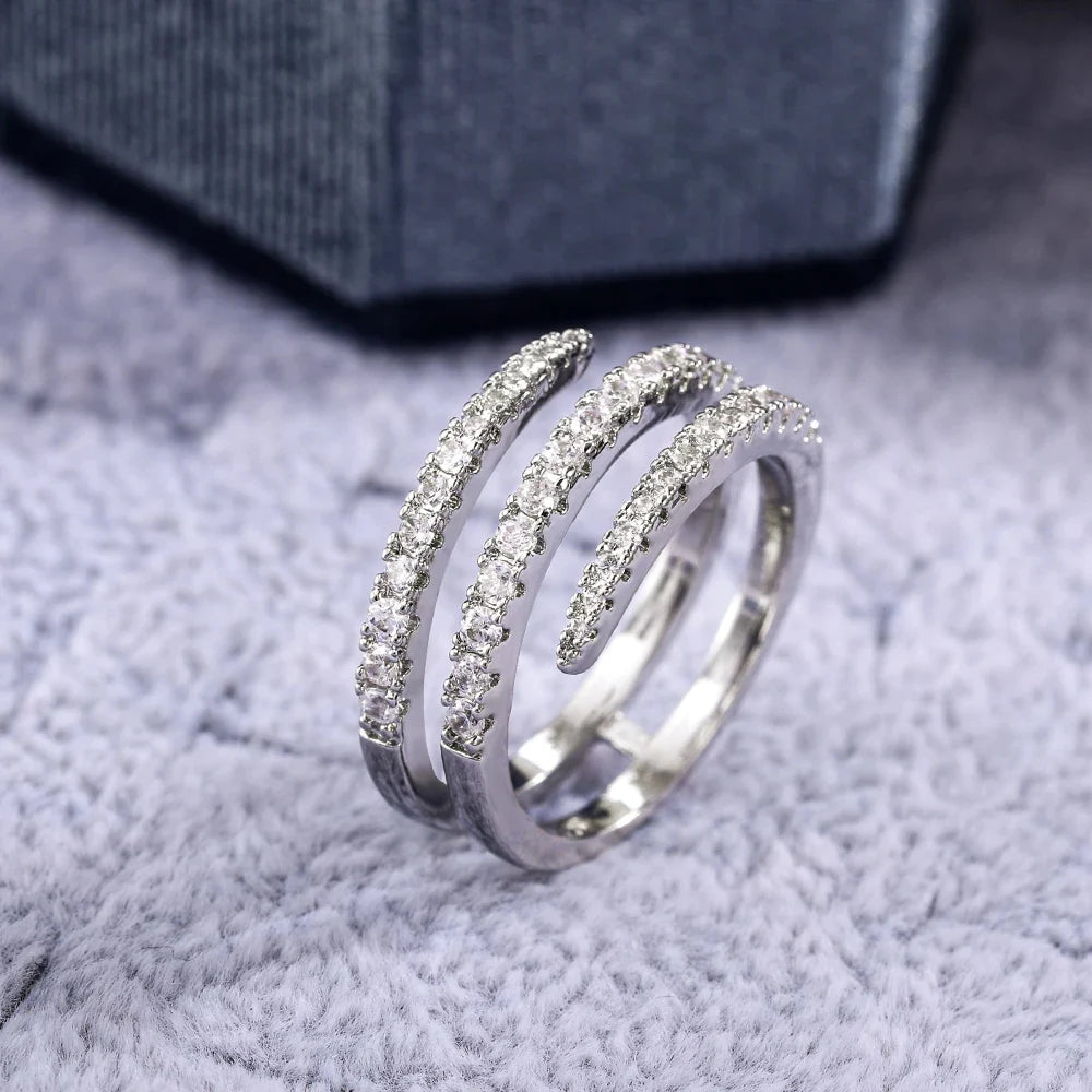 CZ Surround Bridal Ring — Crystal Geometric Statement Band