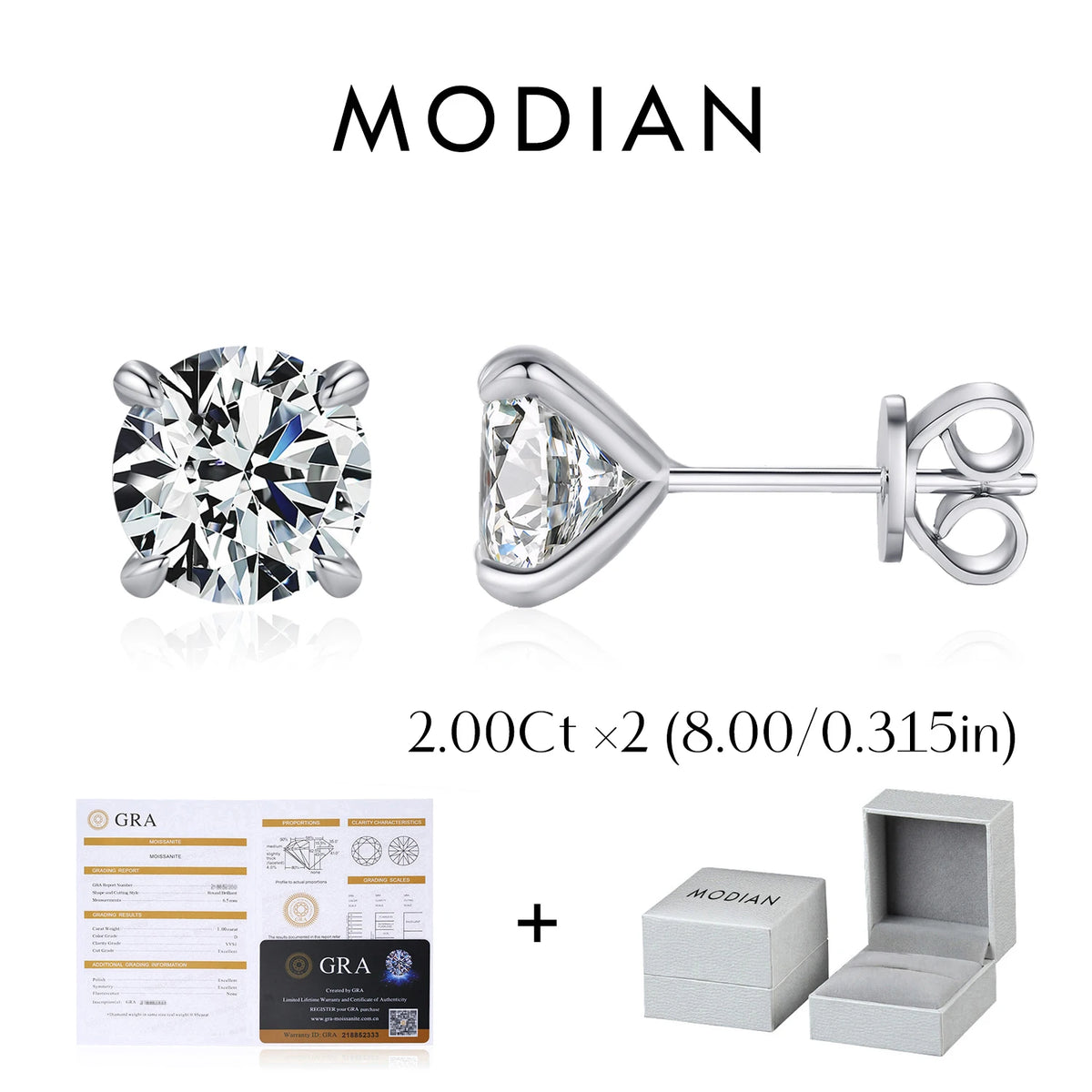 D-Colour Moissanite Stud Earrings — 925 Sterling Silver
