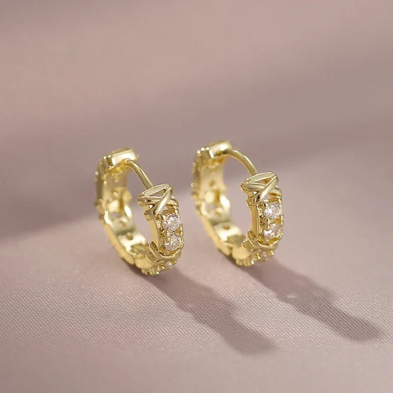 Gold CZ Circle Hoop Earrings — Sparkling Zirconia for Daily Wear