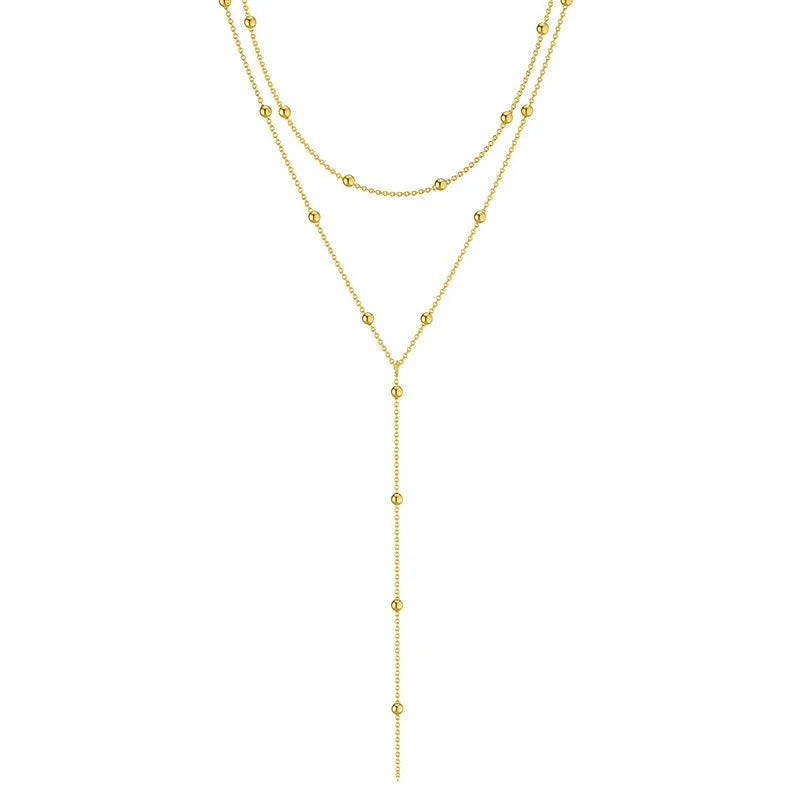 Y-Shape Double Layer Tassel Pendant Necklace