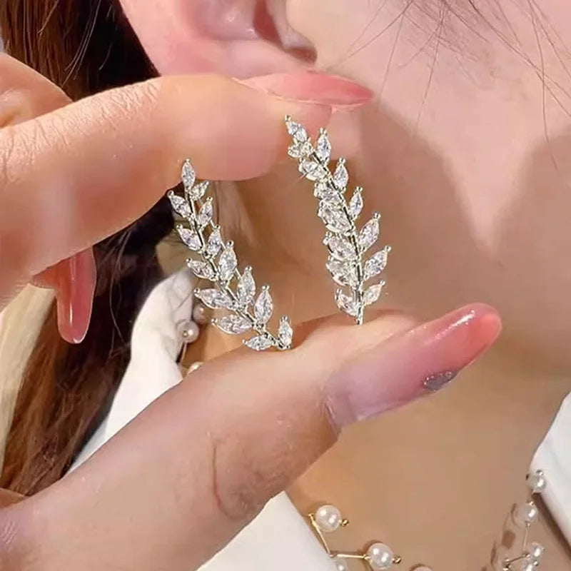 CZ Flower Climber Stud Earrings
