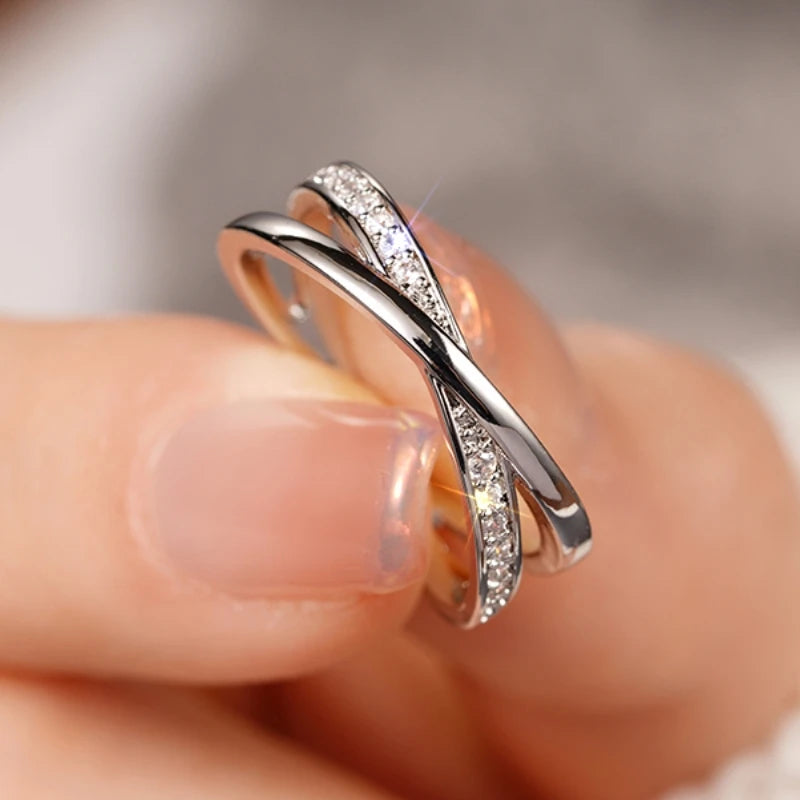 CZ Cross Ring — Silver Pavé Zirconia