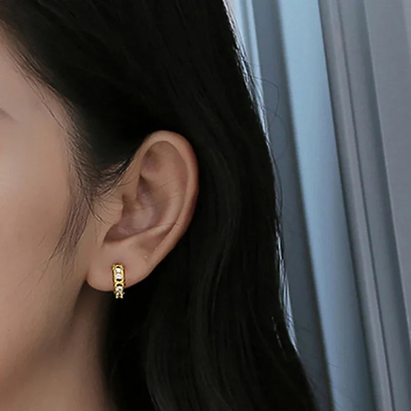 Gold CZ Circle Hoop Earrings — Sparkling Zirconia for Daily Wear