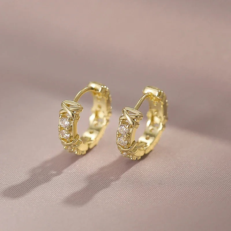 Gold CZ Circle Hoop Earrings — Sparkling Zirconia for Daily Wear