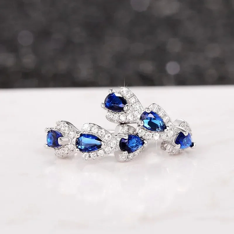 Blue CZ Hoop Earrings — Luxury Cubic Zirconia for Weddings & Events
