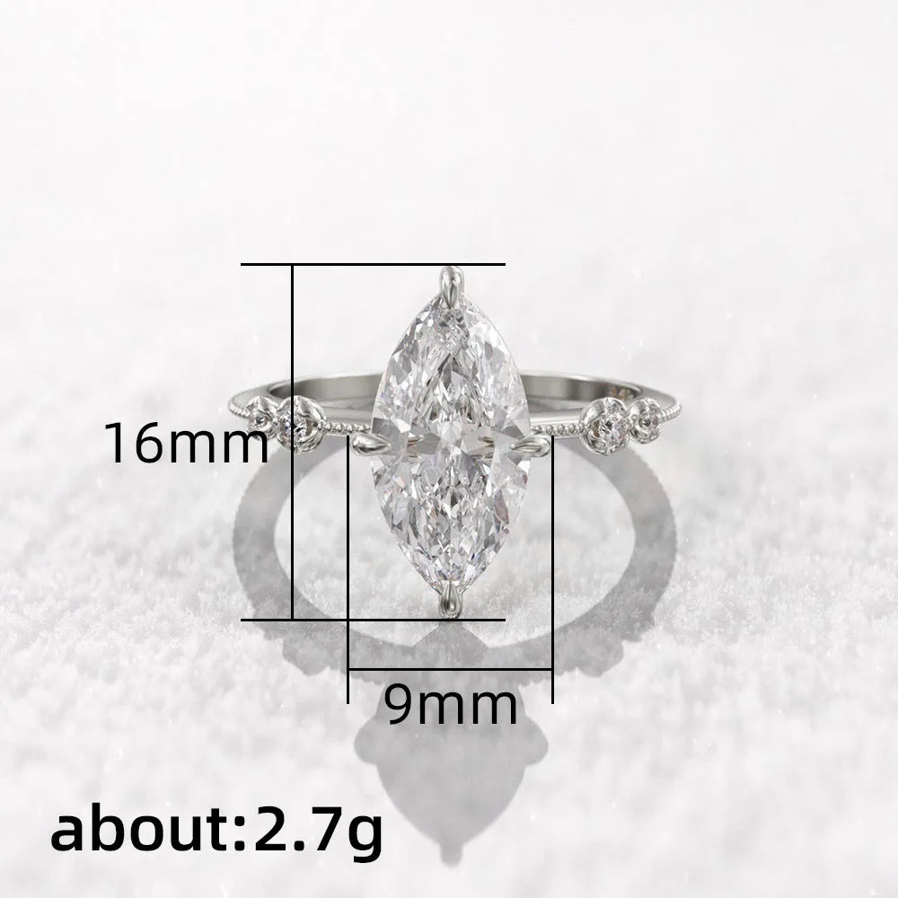 Marquise CZ Thin Engagement Ring — AAA Crystal Statement Band