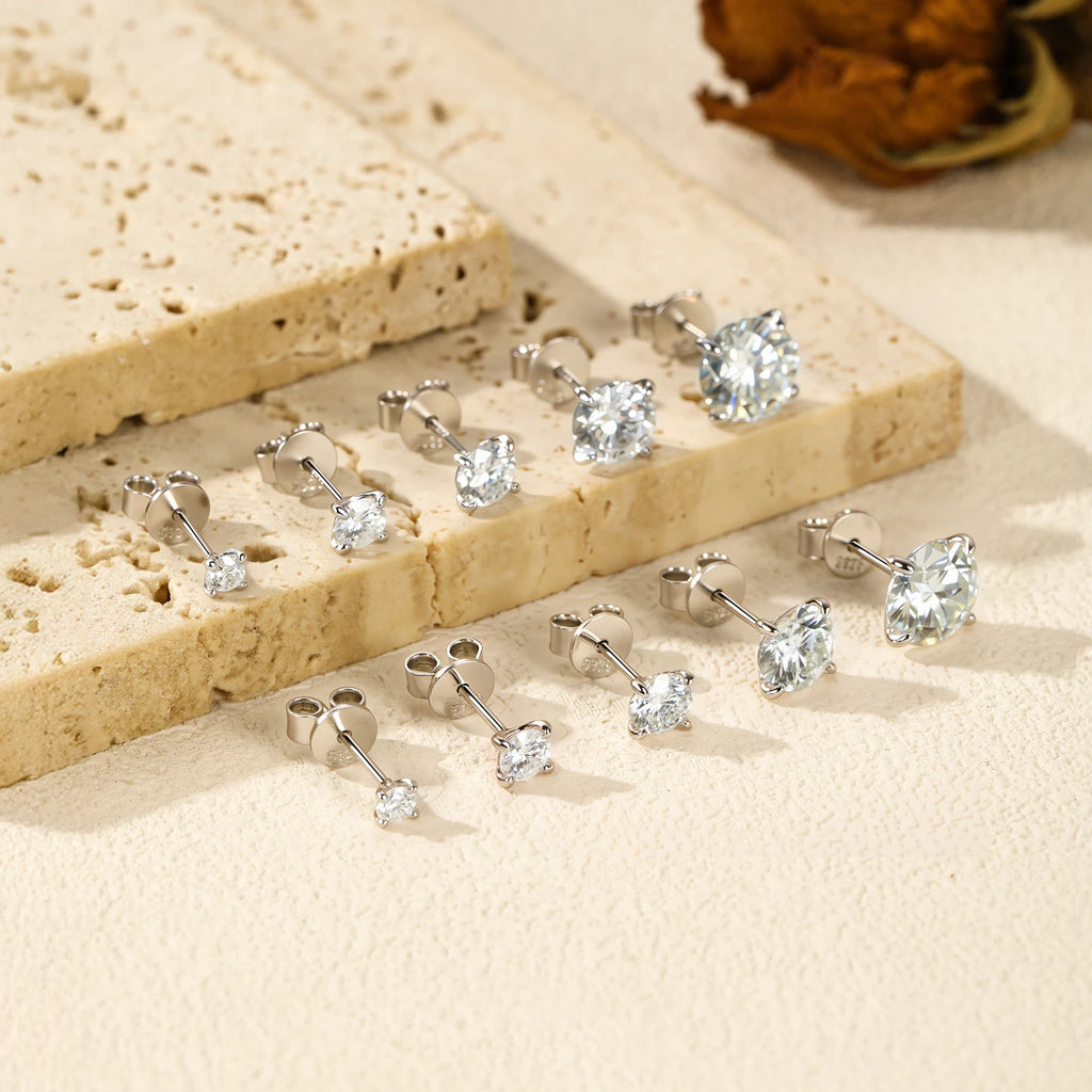 D-Colour Moissanite Stud Earrings — 925 Sterling Silver