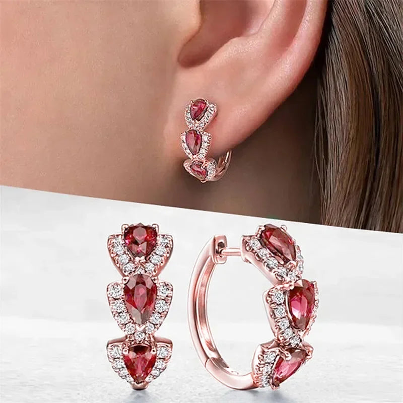 Blue CZ Hoop Earrings — Luxury Cubic Zirconia for Weddings & Events