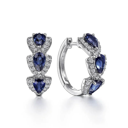 Blue CZ Hoop Earrings — Luxury Cubic Zirconia for Weddings & Events
