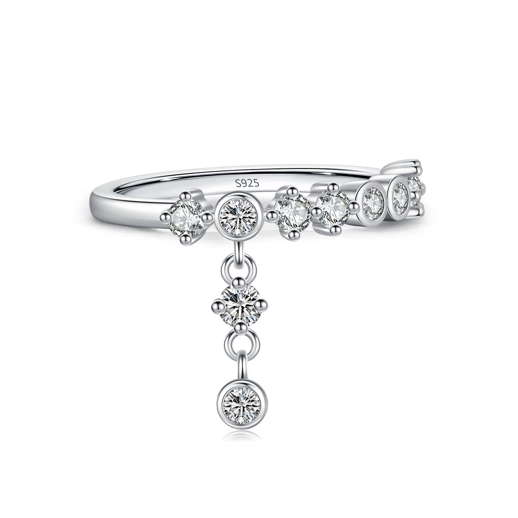 MODIAN 925 Sterling Silver High-Fashion Sparkling Round Zircon Charms Finger Rings For Women Party Fine Jewelry