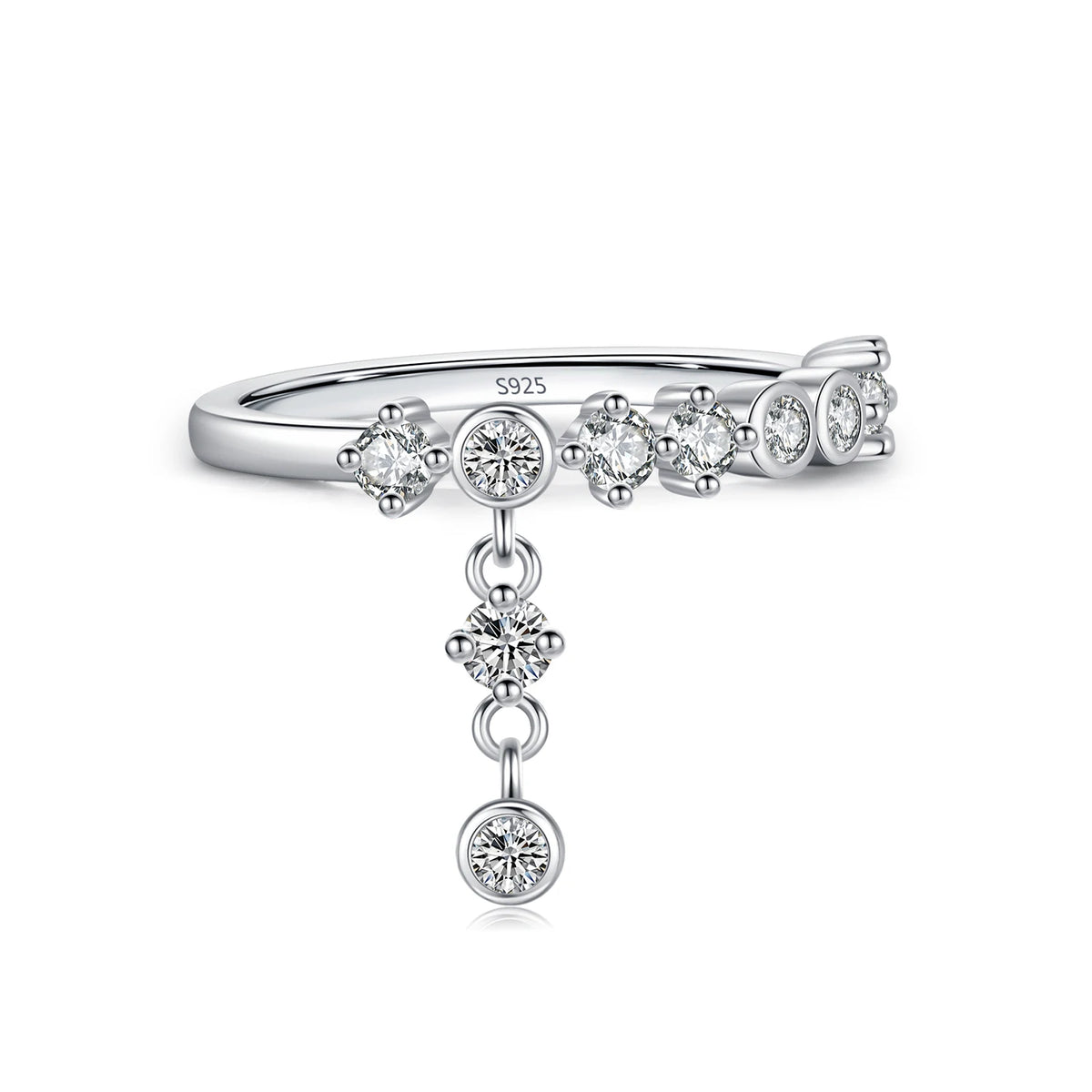 MODIAN 925 Sterling Silver High-Fashion Sparkling Round Zircon Charms Finger Rings For Women Party Fine Jewelry