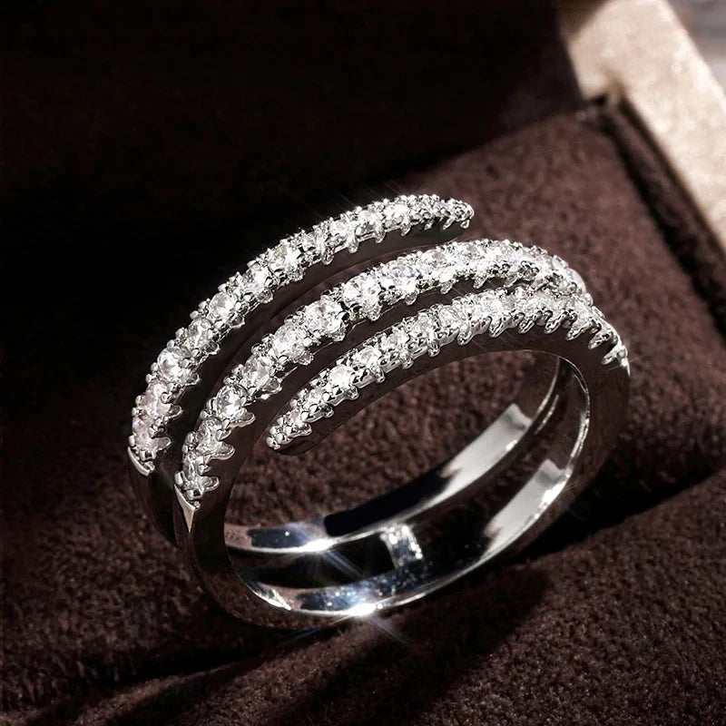 CZ Surround Bridal Ring — Crystal Geometric Statement Band
